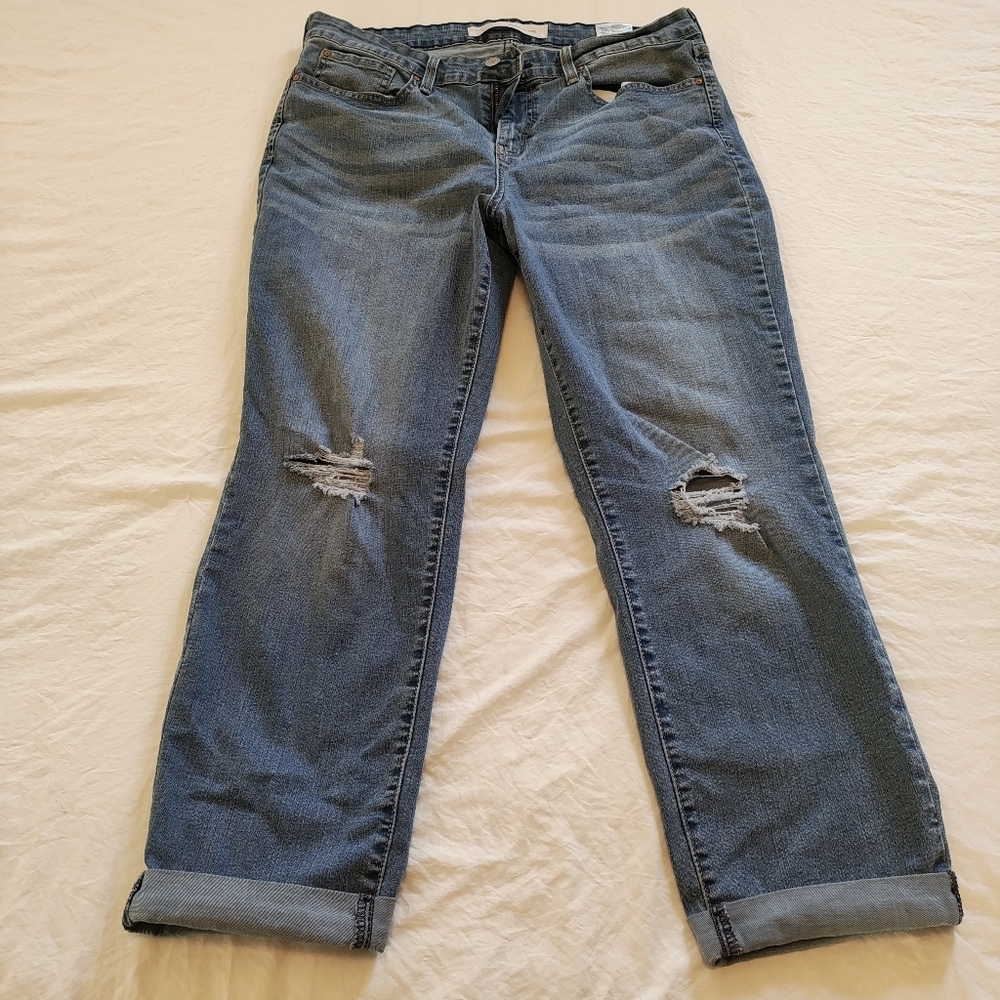 Signature by Levi Strauss Distressed Blue Boyfriend Jeans